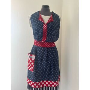 Red, White, & Blue Polkadot Apron with Pocket